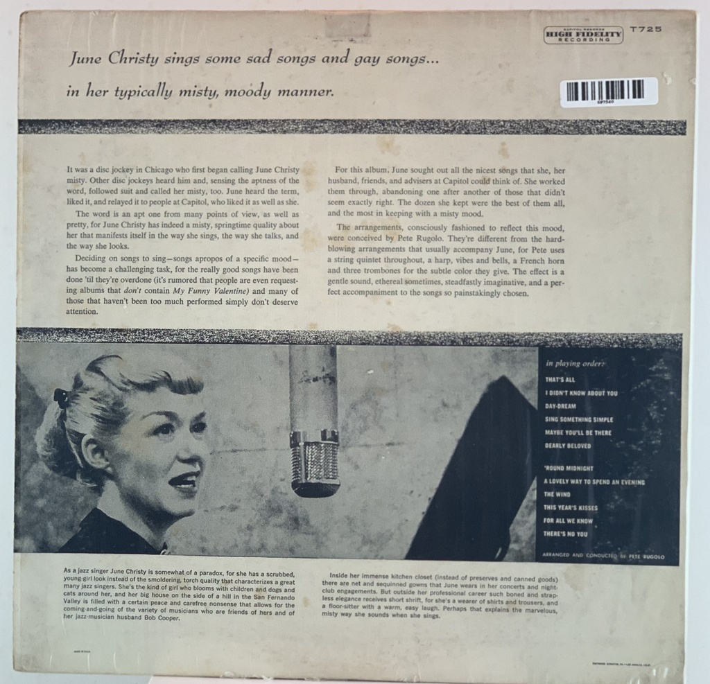 LP June Christy - The Misty Miss Christy (usado)