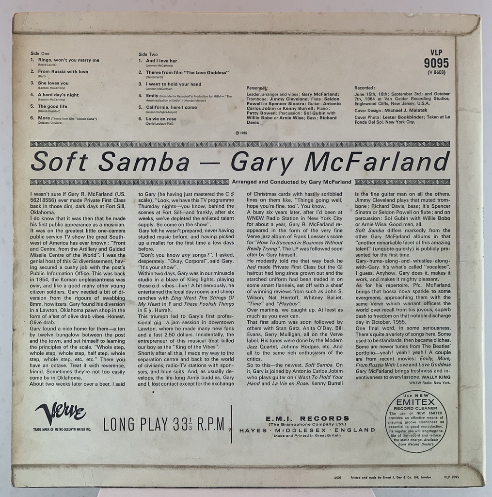 LP Gary McFarland - Soft Samba (usado)