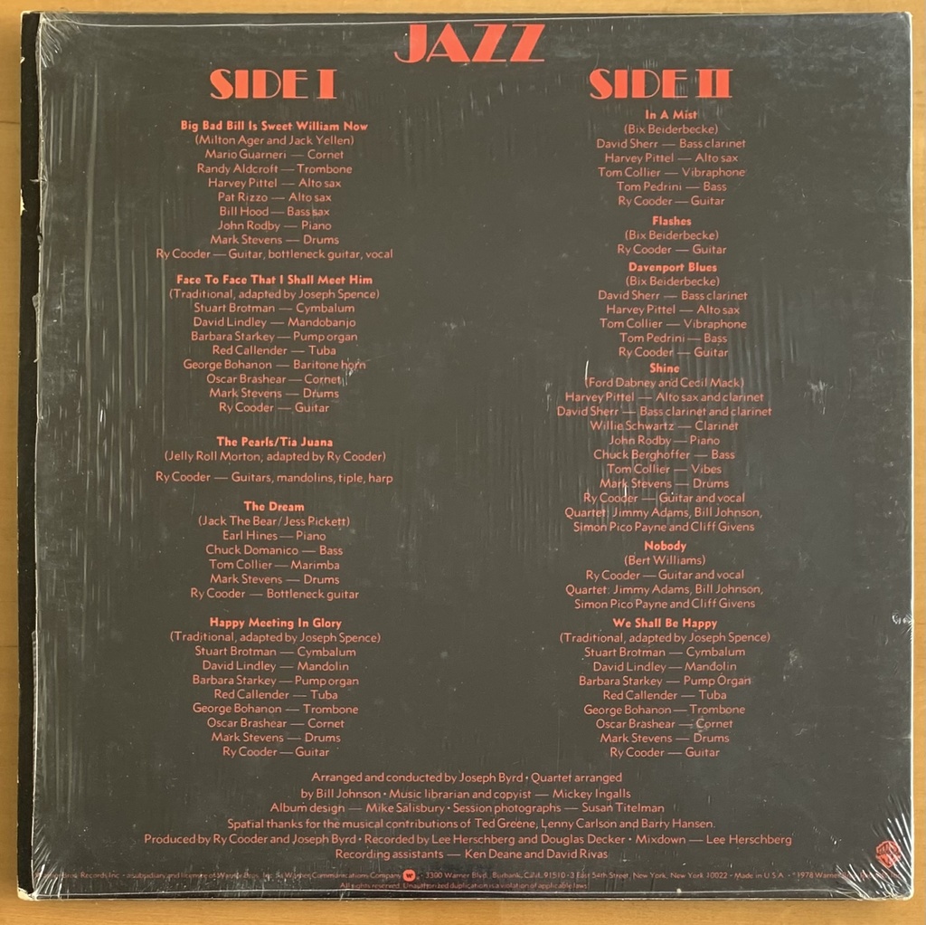 Ry Cooder - Jazz (LP usado)