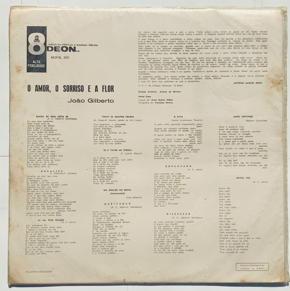 João Gilberto - O Amor, o Sorriso e a Flor [1ª edição(LP usado)