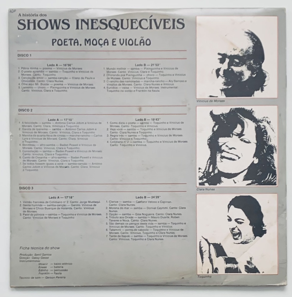 Vinicius de Moraes, Clara Nunes, Toquinho - Poeta, Moça e Violão (3LPs usado)