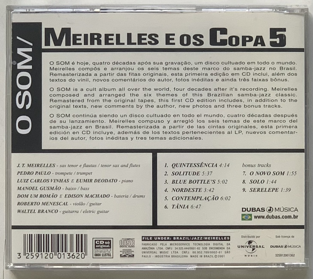 Meirelles e os Copa 5 - O Som (CD usado)