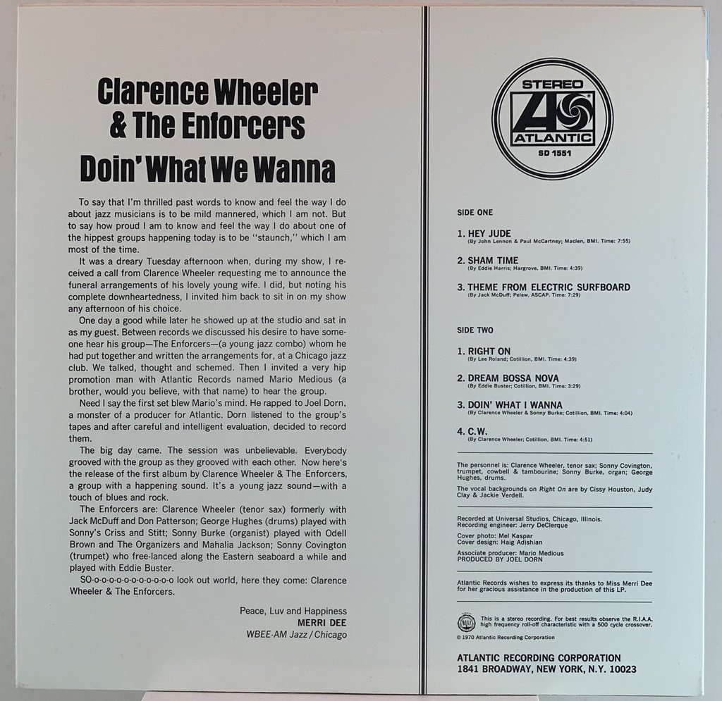 LP Clarence Wheeller&The Enforcers - Doin' What We Wanna (usado)