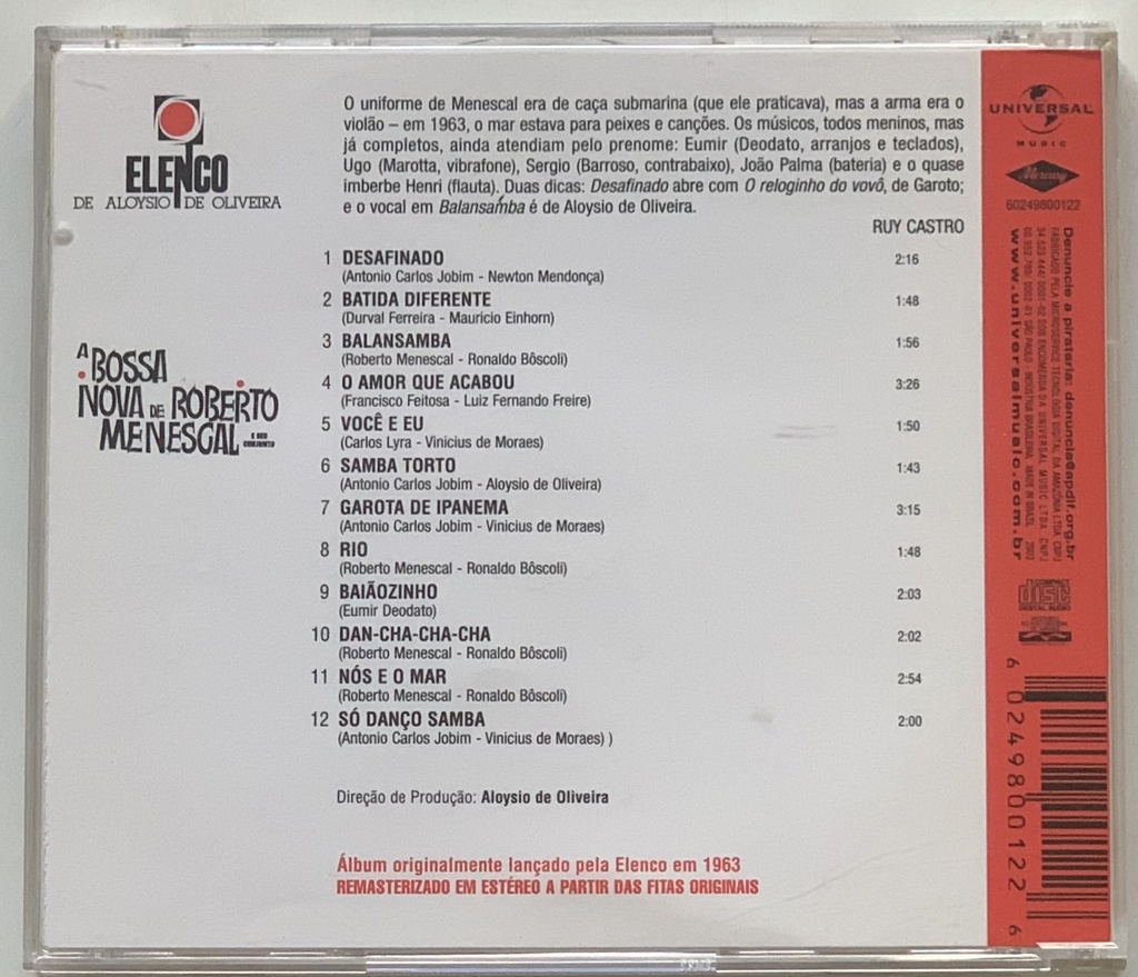 Roberto Menescal e seu Conjunto - A Bossa Nova de Roberto Menescal e seu Conjunto (CD usado)