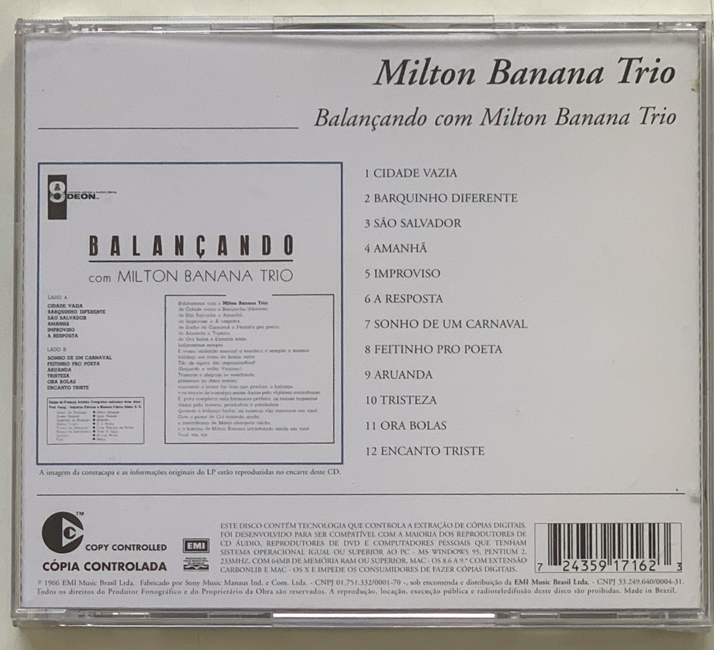 Milton Banana Trio - Balançando (CD usado)