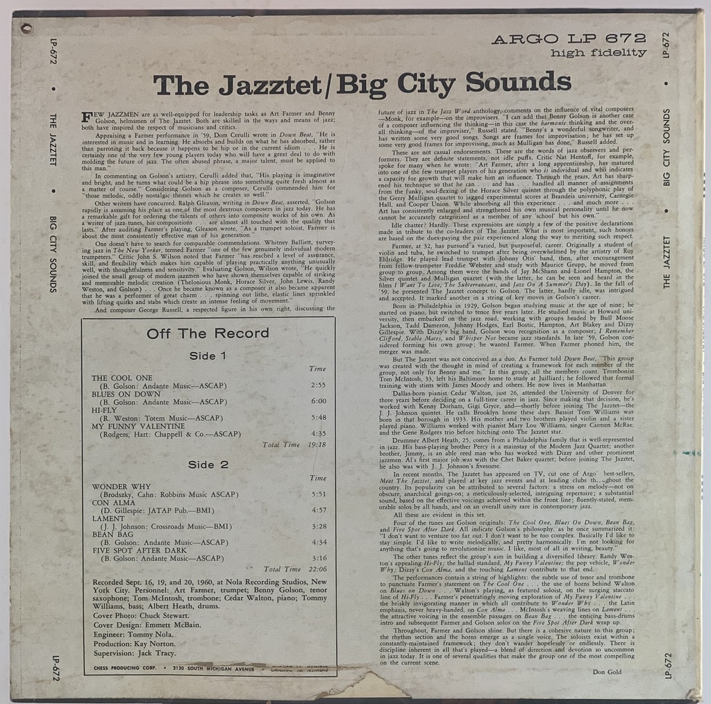 LP Jazztet - Big City Sounds (usado)