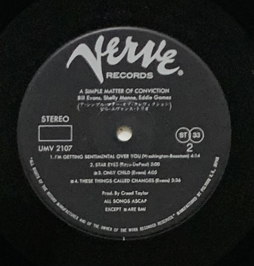 Bill Evans, Shelly Manne, Eddie Gomez - A Simple Matter of Conviction (LP usado)