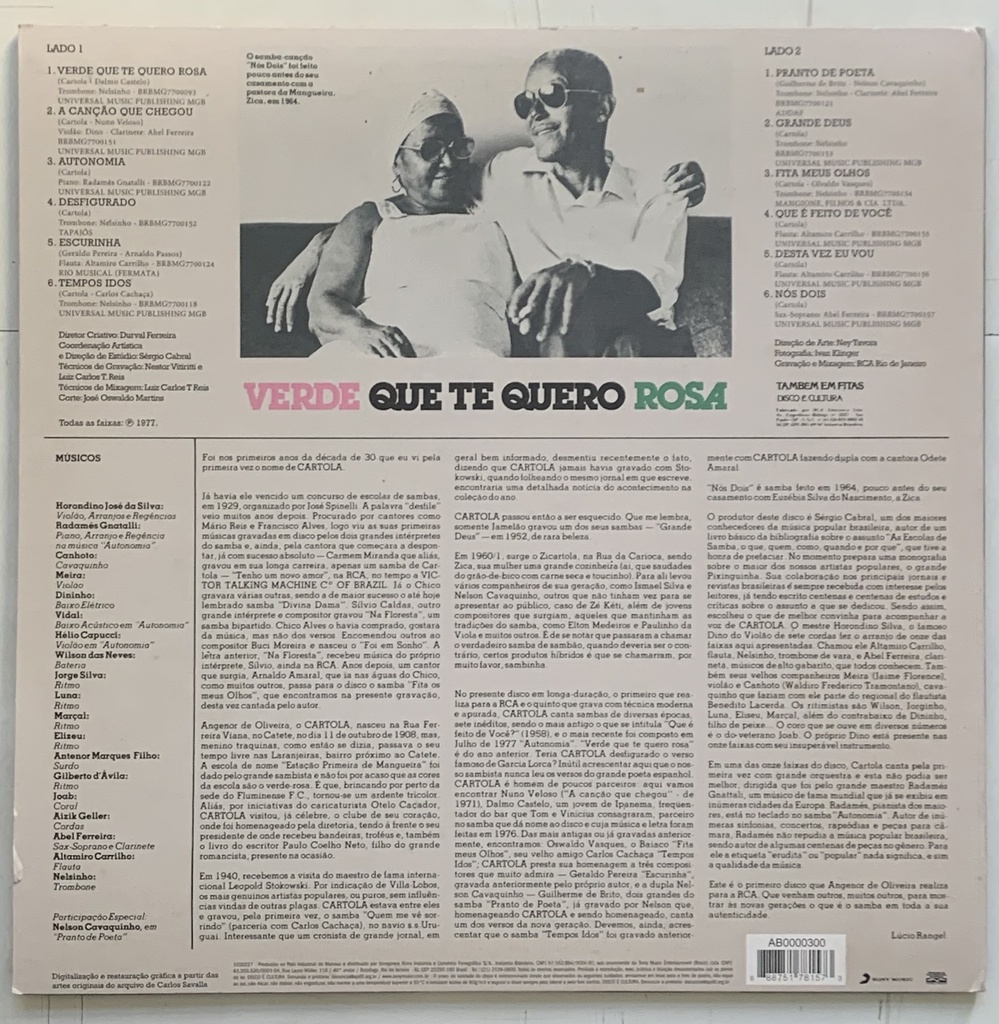 Cartola - Verde que Te Quero Rosa (LP usado)