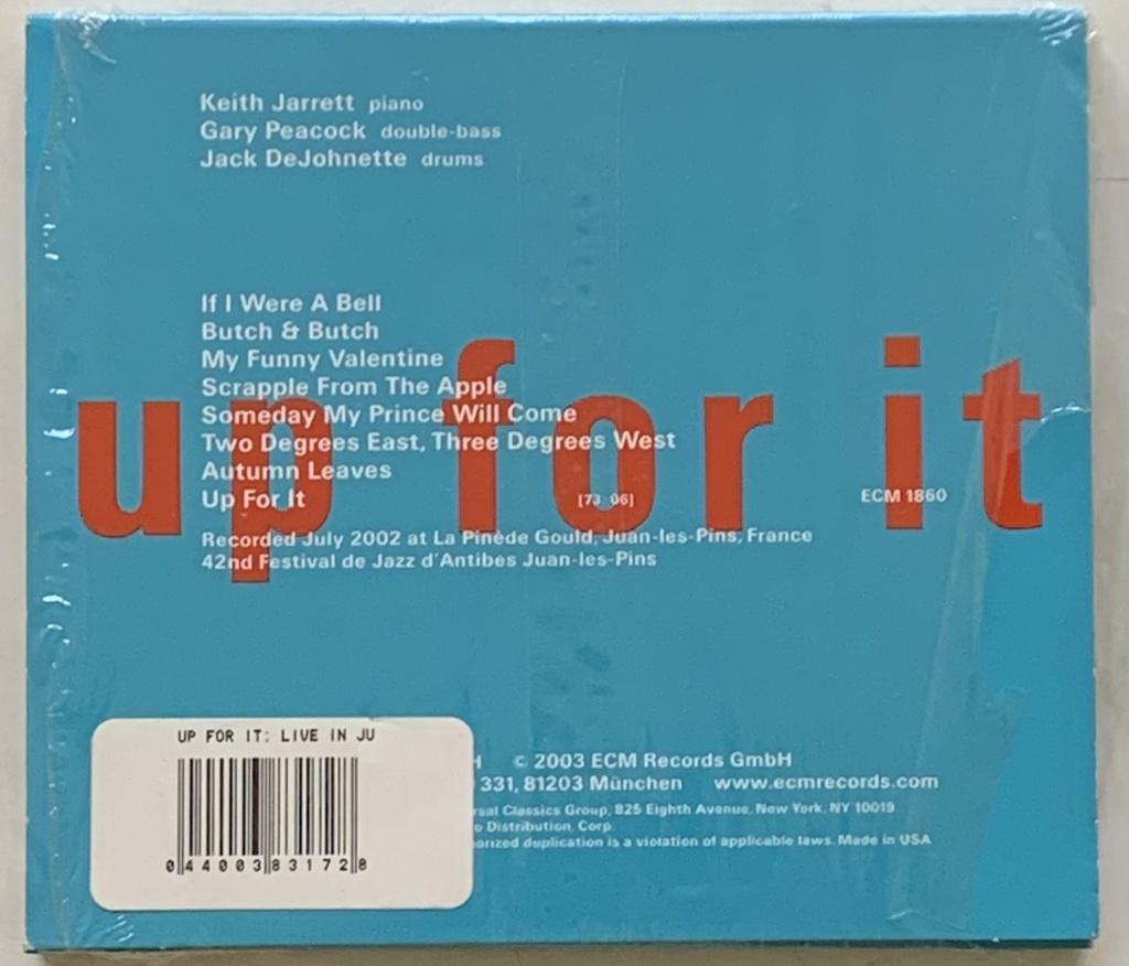Keith Jarrett / Gary Peacock / Jack DeJohnette – Up For It (CD usado)