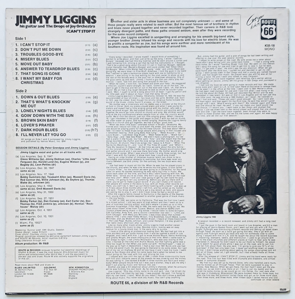 Jimmy Liggins, His Guitar and the Drops of Joy Orchestra - I Can't Stop It (LP usado)