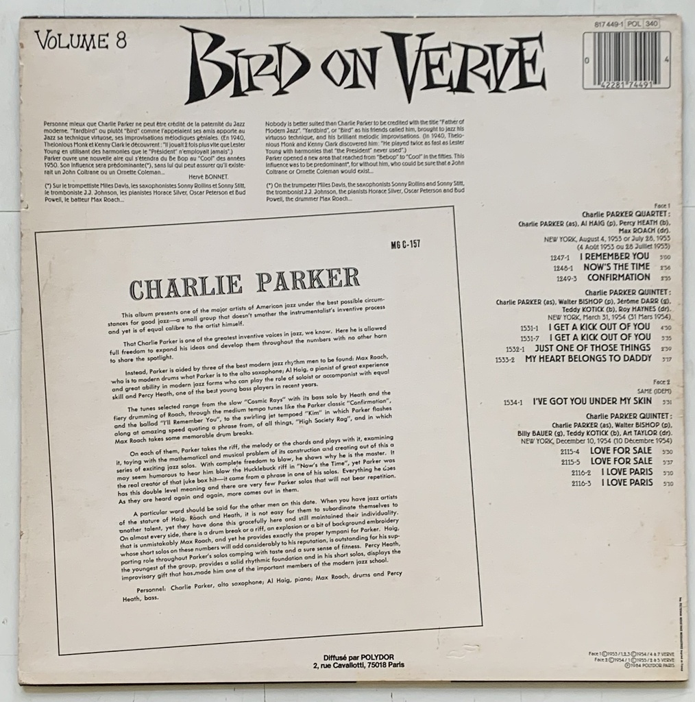 Charlie Parker - Bird on Verve - Volume 8 (LP usado)