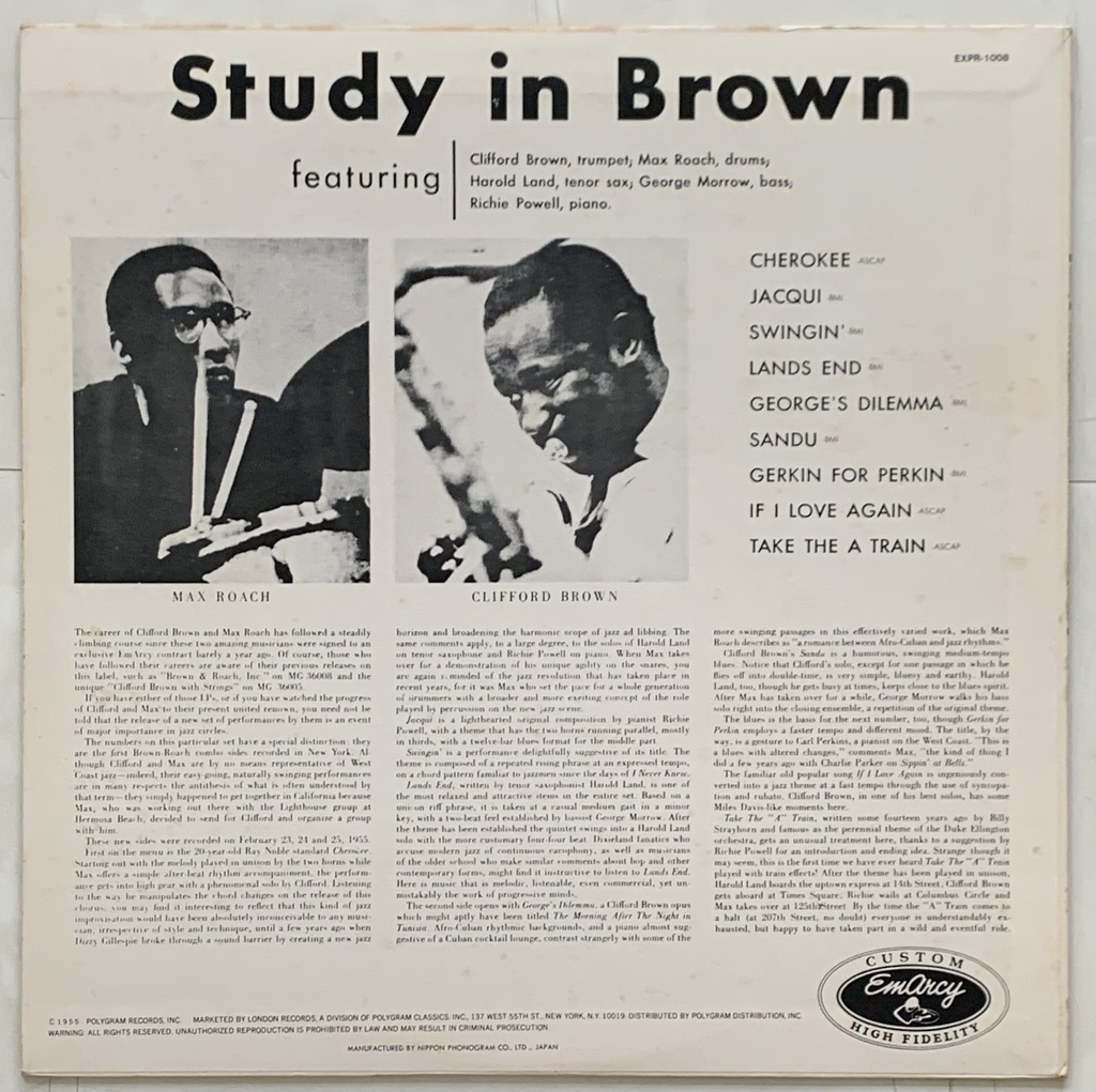 Clifford Brown and Max Roach - Study in Brown (LP usado)