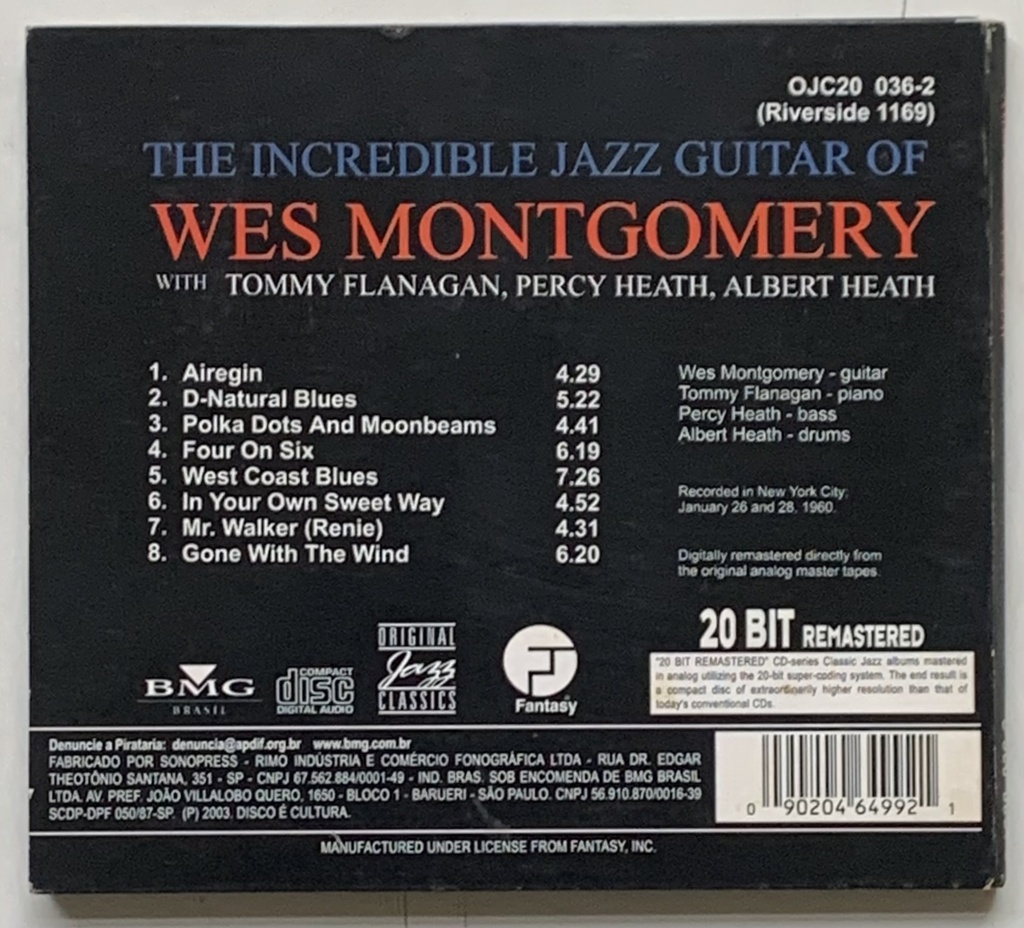 Wes Montgomery – The Incredible Jazz Guitar of Wes Montgomery (CD usado)