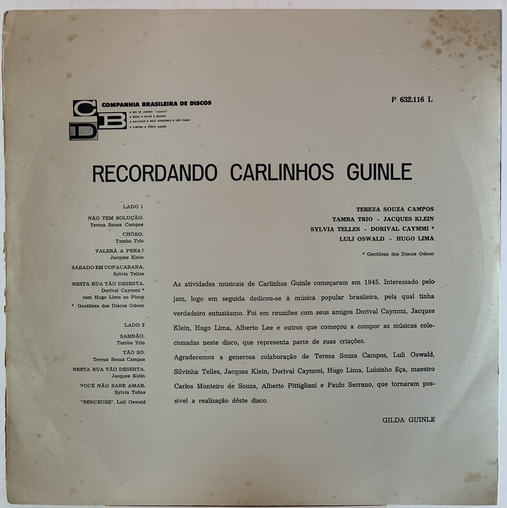 V/A - Recordando Carlinhos Gunle (LP usado)