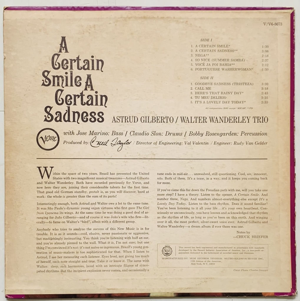 Astrud Gilberto / Walter Wanderley - A Certain Smile a Certain Sadness (LP usado)