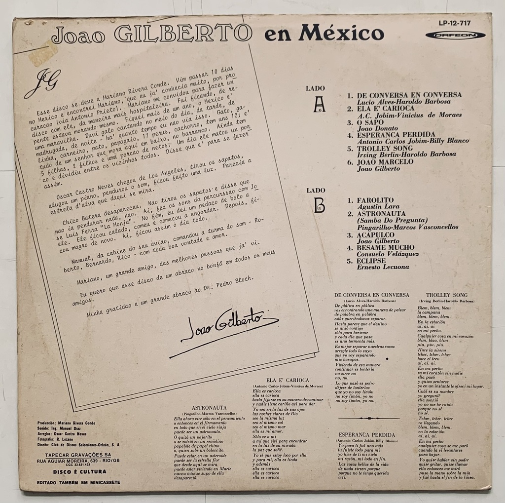 João Gilberto - João Gilberto en Mexico (LP usado)