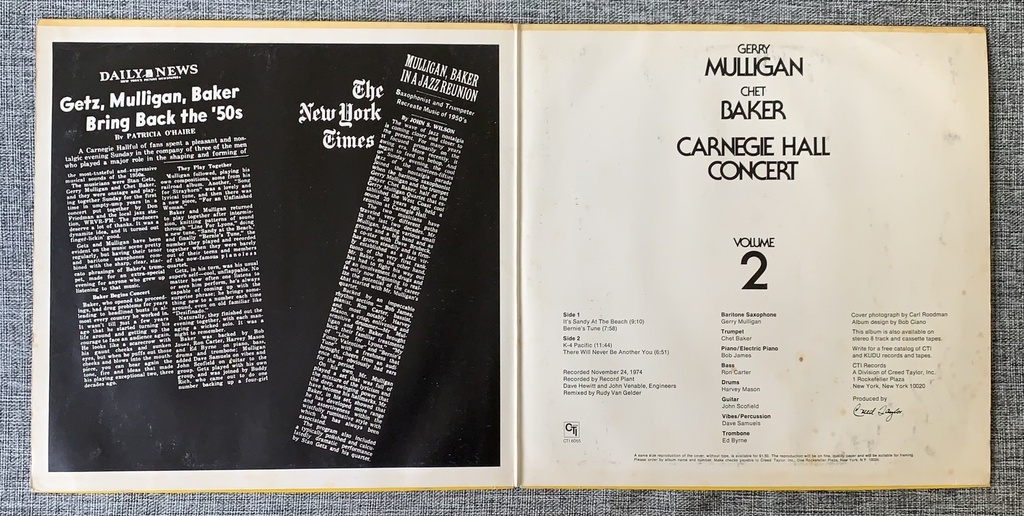 Gerry Mulligan / Chet Baker - Carnegie Hall Concert [Volume 2] (LP usado)