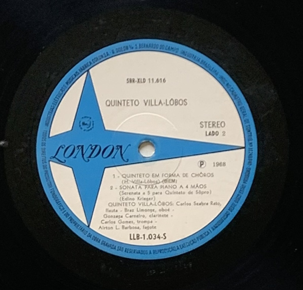 Quinteto Villa-Lobos - Obras de Villa-Lôbos e Edino Krieger (LP usado)