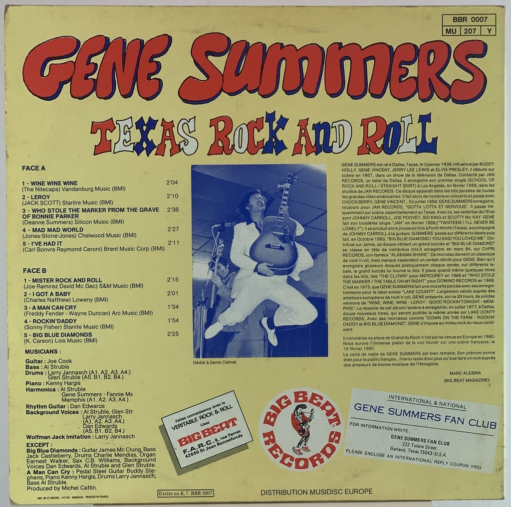 Gene Summers - Texas Rock And Roll (10'' usado)